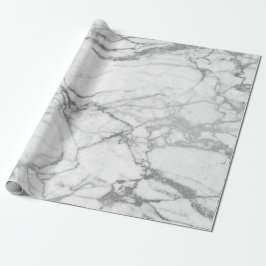 Papier Cadeau Silver Gris Blanc Carrare Marbre Pierre Glam minim