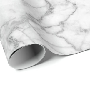 Papier Cadeau Silver Gris Blanc Carrare Marbre Pierre Glam minim