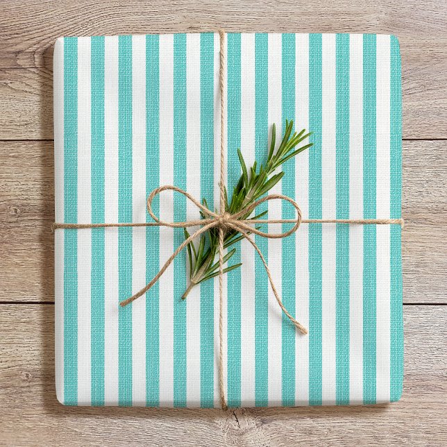 Papier Cadeau Simple Chic Linge Look Motif rayé Monnaie verte (Créateur téléchargé)