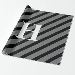 Papier Cadeau Simple Elegant Gris Noir Gris Gris Blancs Monogram