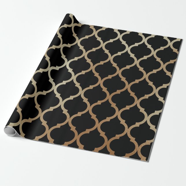 Papier Cadeau Simple Elegant Moderne Or Motif marocain | (Déroulé)