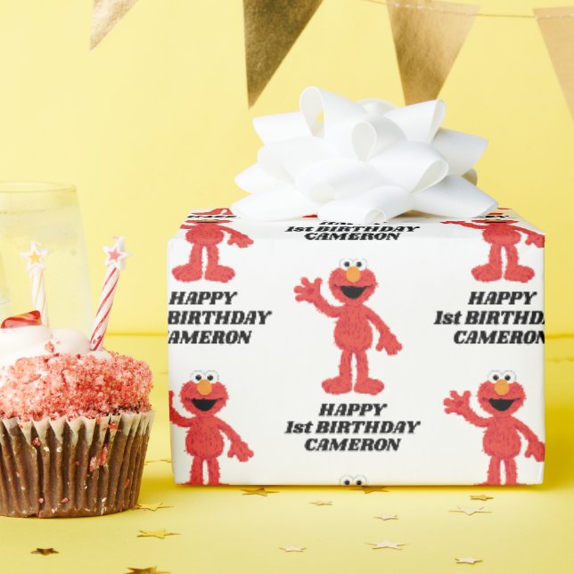 Papier Cadeau Simple Elmo 1er anniversaire (Fête d'anniversaire)