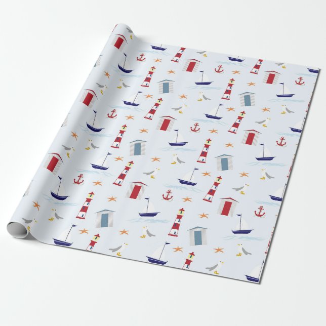 Papier Cadeau Simple et amusant Nautique (Déroulé)