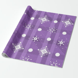 Papier Cadeau Simple flocons de neige carreaux violet motif