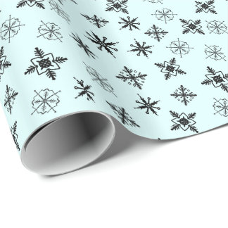 Papier Cadeau Simple Flocons de Neige Noël