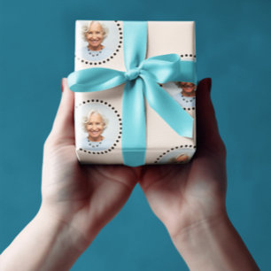 Papier Cadeau Simple Funky Chic Editable Round Photo Polka Point