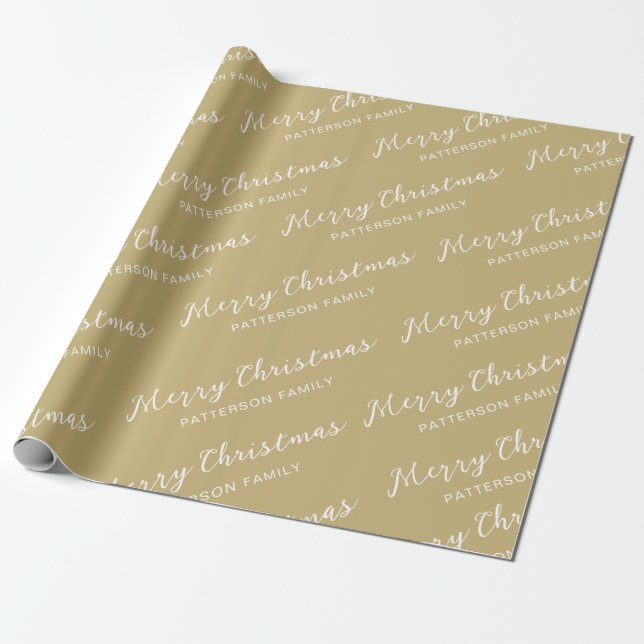 Papier Cadeau Simple Gold Joyeux Noël Nom de famille (Déroulé)