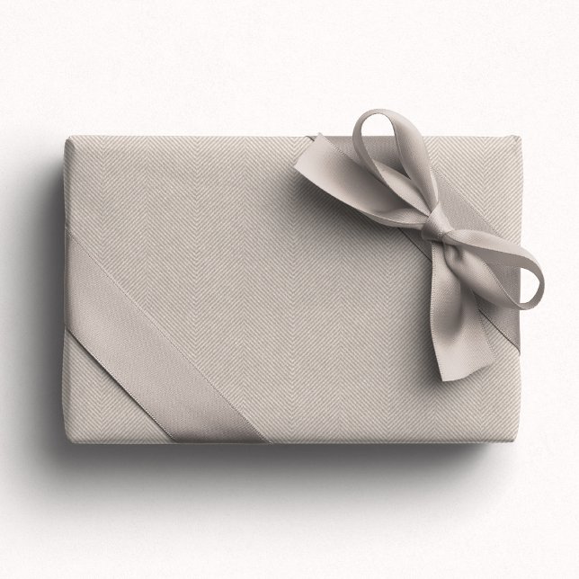 Papier Cadeau Simple herringbone beige tweeté vacances neutres (Créateur téléchargé)