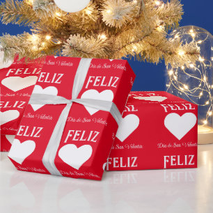 Papier Cadeau Simple Heureuse Sainte-Valentin Espagnol Coeur Bla