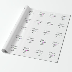 Papier Cadeau Simple minimaliste merci couple nom coeur parties 