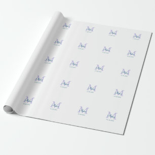 Papier Cadeau simple minimum ajouter nom monogramme violet vert