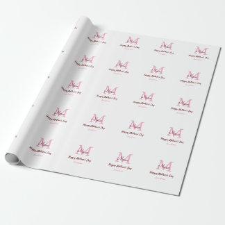 Papier Cadeau simple minimum de jour mère monogramme nom rose te