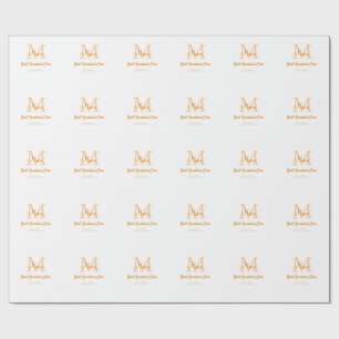 Papier Cadeau simple minimum meilleur grand-mère jamais orange m