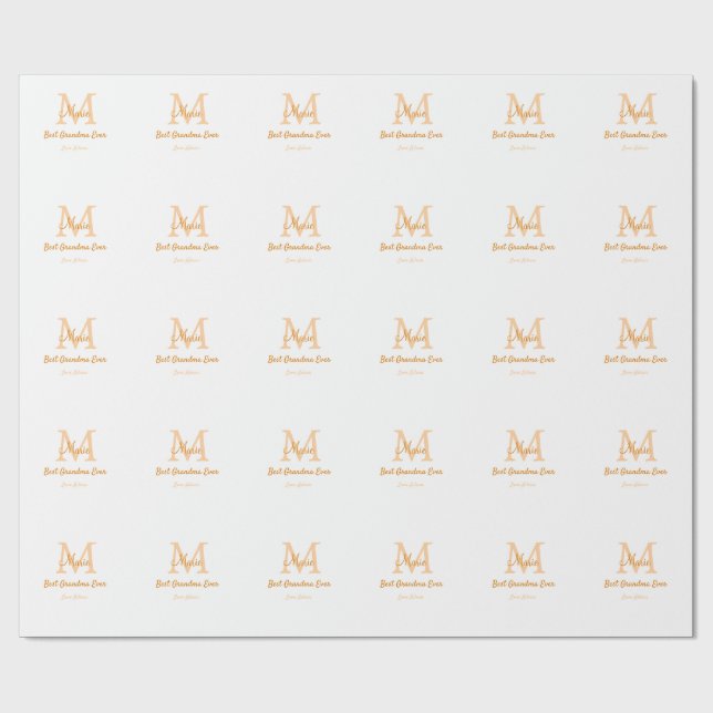 Papier Cadeau simple minimum meilleur grand-mère jamais orange m (Plat)