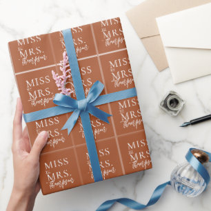 Papier Cadeau Simple Mlle à Mme Terracotta Fête des mariées