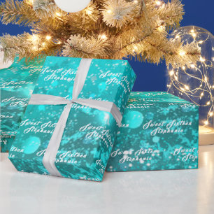 Papier Cadeau Simple Modern Sweet 16 Nom Turquoise Seize Nom