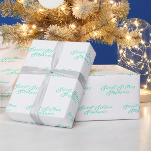 Papier Cadeau Simple Modern Sweet 16 Nom Turquoise Seize Nom