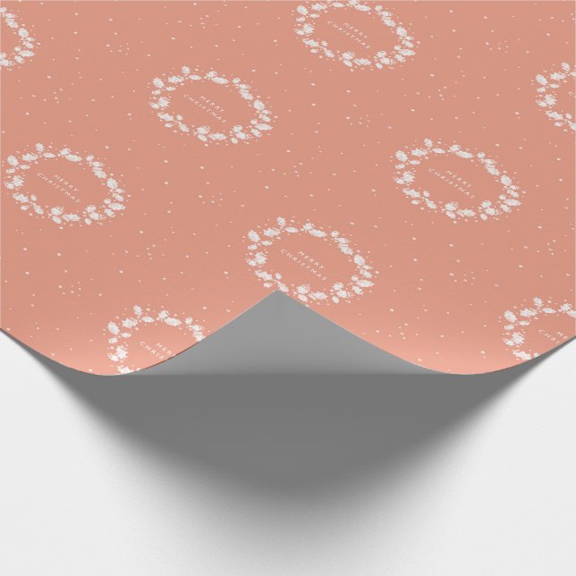Papier Cadeau Simple moderne Coral Noël Holly Wreath (Coin)