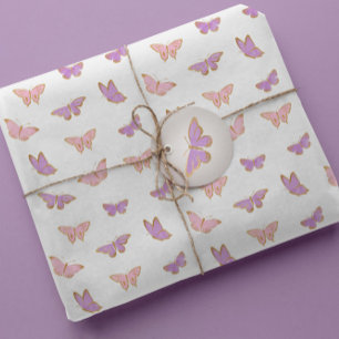 Papier Cadeau Simple moderne Pastel Butterflies Motif
