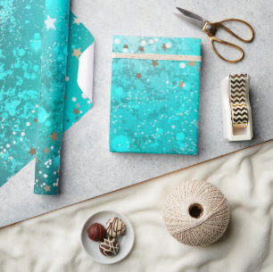 Papier Cadeau Simple moderne Sweet 16 Turquoise Seteen Nom