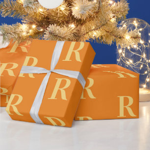 Papier Cadeau Simple Motif Monogramme Orange