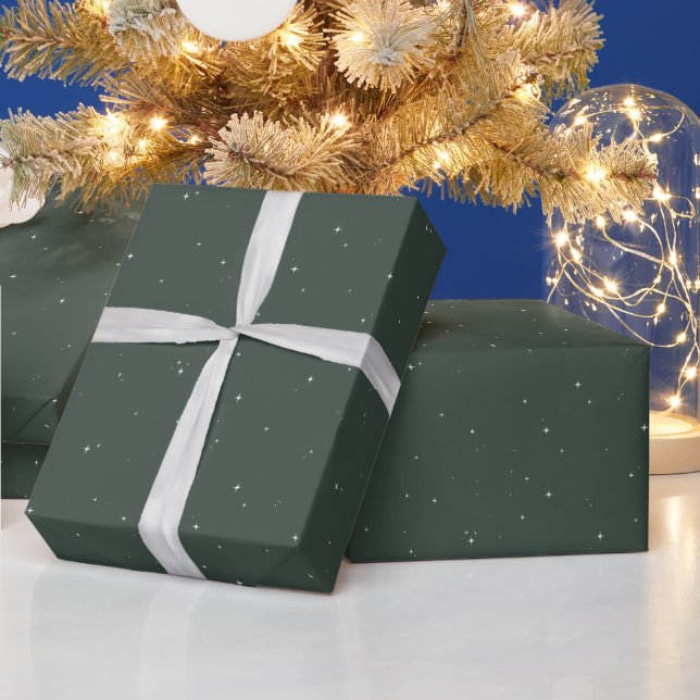 Papier Cadeau Simple petite étoile vert blanc Noël (Vacances)