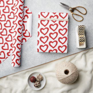 Papier Cadeau Simple Red Heart Valentine Modern