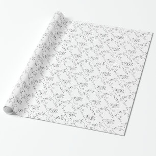 Papier Cadeau Simple Reindeer noir et blanc