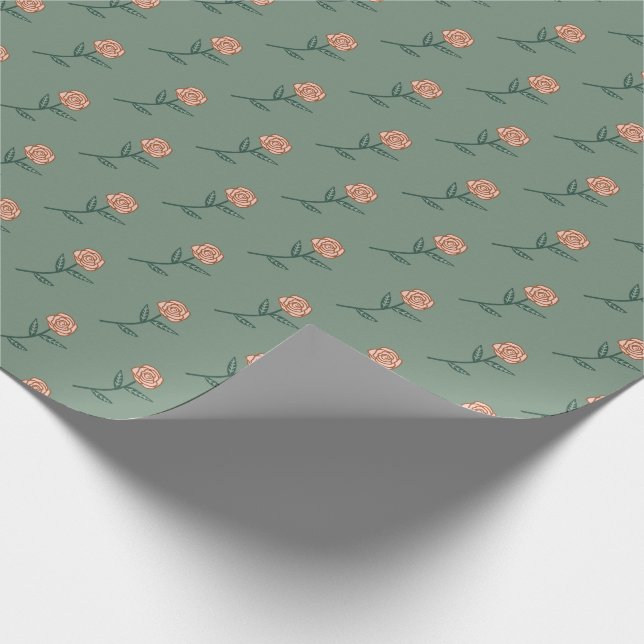 Papier Cadeau Simple rose Roses Ditsy Floral Vacances Blue Cadea (Coin)