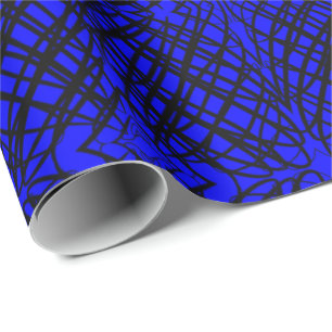 Papier Cadeau Simple Scribble   Carreaux miroir   Bleu  