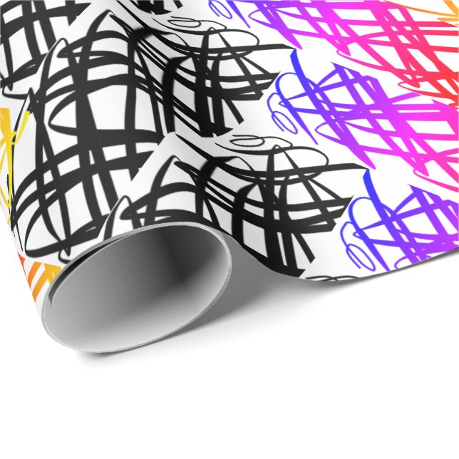 Papier Cadeau Simple Scribble | Os à hareng | Tourner | (Coin rond)