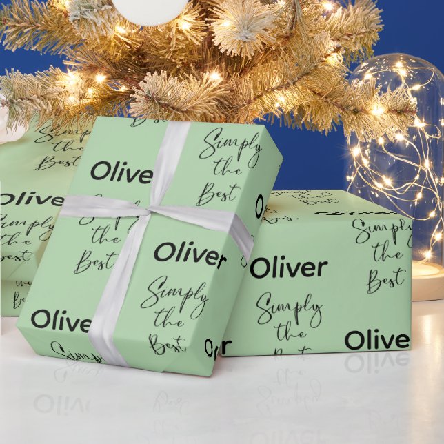 Papier Cadeau Simplement la Meilleure Lumineuse Vert Clair (Vacances)