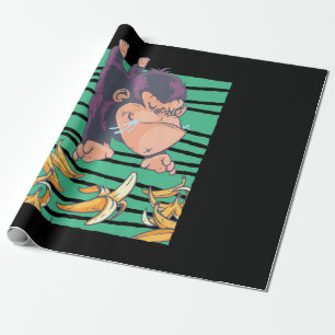 Papier Cadeau Singe Mignonne Avec Bananes