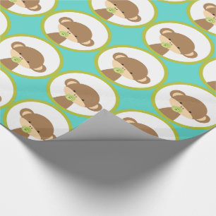 Papier Cadeau Singe Safari bébé avec Motif Pacificateur