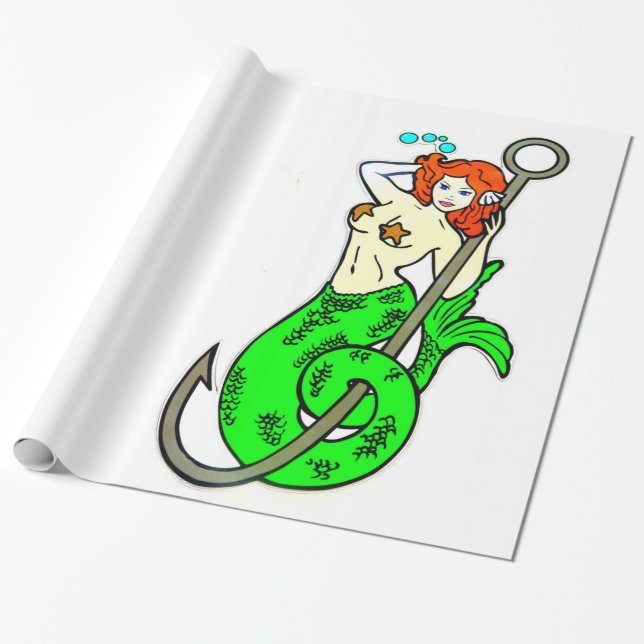 Papier Cadeau sirène à queue verte (Déroulé)
