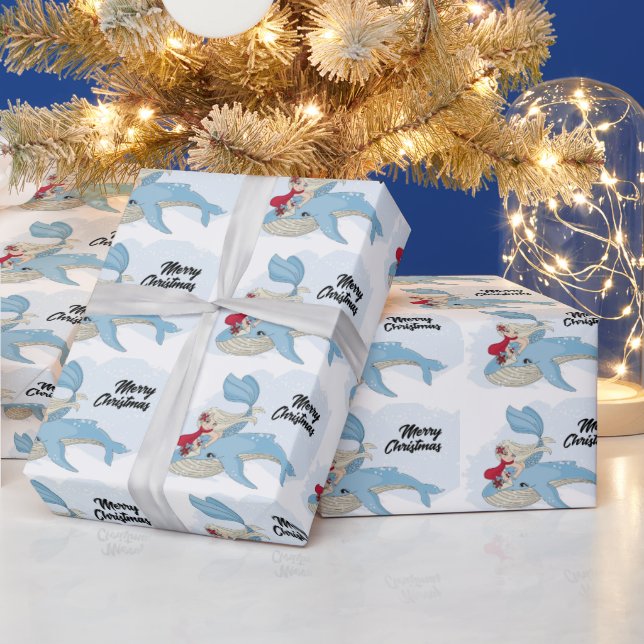 Papier Cadeau Sirène de plage carrelée de Noël (Vacances)