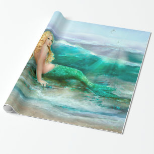 Papier Cadeau Sirène d'imaginaire sur le rivage de la mer de