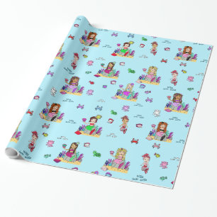 Papier Cadeau Sirène et créatures de mer Enveloppement cadeau de
