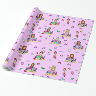Papier Cadeau Sirène et créatures de mer Enveloppement cadeau de