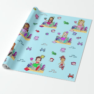 Papier Cadeau Sirène et créatures de mer Enveloppement cadeau de
