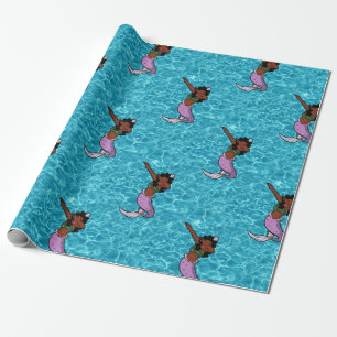 Papier Cadeau sirène noire marine