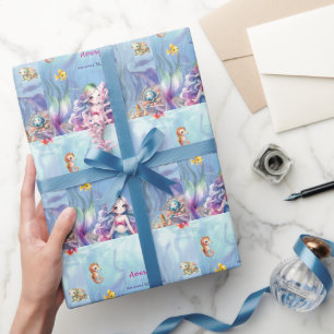 Papier Cadeau Sirène Sous La Mer Splash Anniversaire Bienvenue