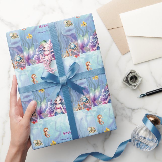 Papier Cadeau Sirène Sous La Mer Splash Anniversaire Bienvenue (Cadeaux)