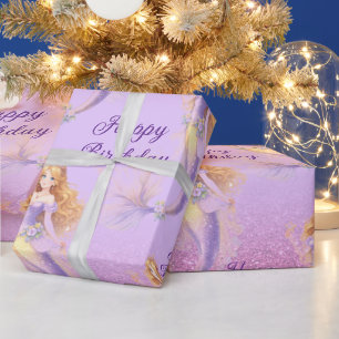 Papier Cadeau Sirène violette 