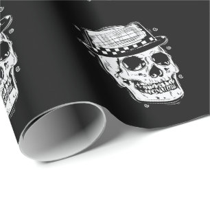 Papier Cadeau Ska Totenkopf mit Hut Jazz Musikstil