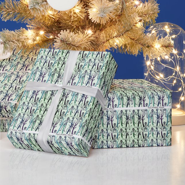 Papier Cadeau Skeletons dans les arbres (Vacances)