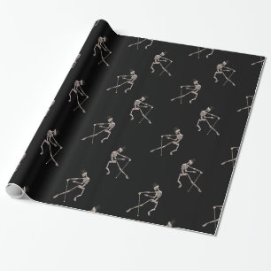 Papier Cadeau Skeletons dansants sur le noir