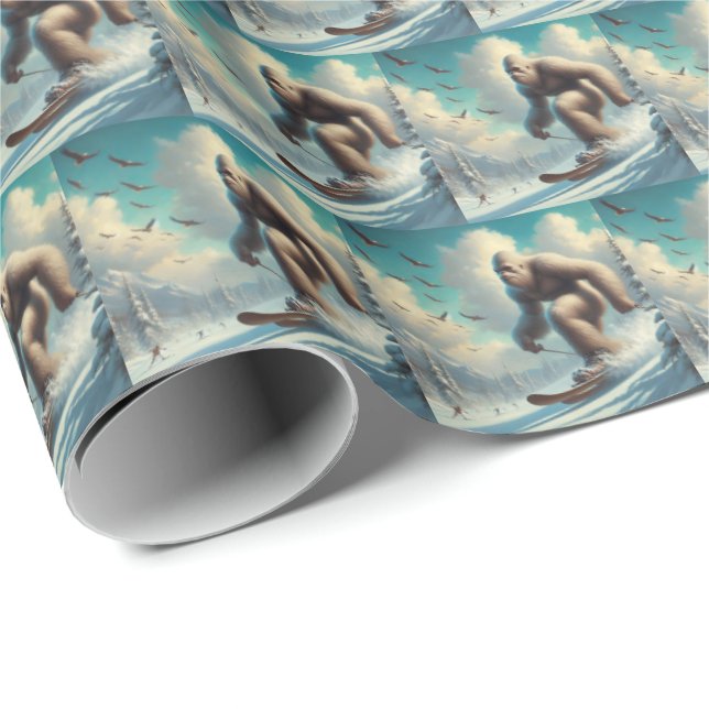 Papier Cadeau Ski Bigfoot (Coin rond)