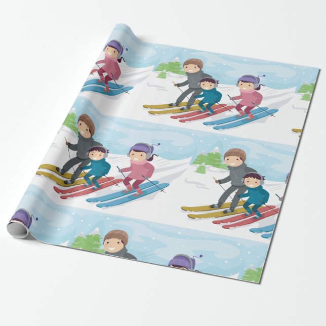 Papier Cadeau Ski en famille (Déroulé)