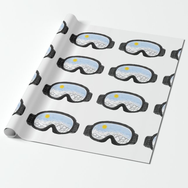 Papier Cadeau Ski Goggles Mountain View Illustration (Déroulé)